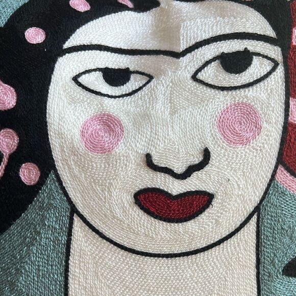 Amazing Set of Frida Kahlo Embroidered Luxury Throw Pillow Covers 18x18 - Picture 6 of 7